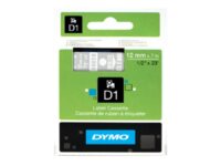 DYMO D1 - Selv-adhesiv - hvitt på transparent - Rull (1,2 cm x 7 m) 1 cassette(s) merketape - for LabelMANAGER 160, 210D, 210D Kit, 210D Kit Case, 280, 360D, 420P, 420P Kit, 500TS, PnP