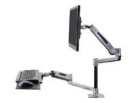 Ergotron WorkFit-LX Sit-Stand Desk Mount System - Monteringssett (skuff, skrivebordsklemmemontering, kausemontering, stang, håndleddsstøtte, tastaturbakke, skjermarm, VESA-monteringsbrakett, justerbar tastaturarm, 2 utvidelsesstøtter, 2 polkrager) - for LCD-skjerm / PC-utstyr - stål, polert aluminium - skjermstørrelse: inntil 42" - skrivebord