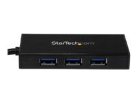 StarTech.com USB 3.0 Hub with Gigabit Ethernet Adapter - 3 Port - NIC - USB Network / LAN Adapter - Windows & Mac Compatible (ST3300GU3B) - Hub - 3 x SuperSpeed USB 3.0 + 1 x 10/100/1000 - stasjonær - for P/N: PEXUSB3S2EI, PEXUSB3S42, PEXUSB3S7, SVA5H2NEUA