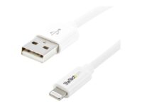 StarTech.com 1m (3ft) White Apple 8-pin Lightning Connector to USB Cable for iPhone / iPod / iPad - Charge and Sync Cable - 1 meter (USBLT1MW) - Lightning-kabel - Lightning hann til USB hann - 1 m - dobbeltisolert - hvit - for P/N: KITBXAVHDPNA, KITBXDOCKPNA, KITBZDOCK, MOD4AVHDBT, ST7C51224, ST7C51224EU