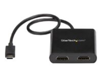 StarTech.com 2-Port Multi Monitor Adapter, USB-C to 2x HDMI Video Splitter, USB Type-C DP Alt Mode to HDMI MST Hub, Dual 4K 30Hz or 1080p 60Hz, Compatible with Thunderbolt 3, Windows Only - Multi Stream Transport (MSTCDP122HD) - Adapterkabel - USB-C hann til HDMI hunn - 44 m - svart - 4 K 30 Hz (3840 x 2160) støtte, støtte for 2560 x 1600 (WQXGA) 60 Hz - for P/N: TB33A1C