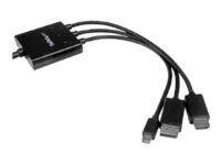 StarTech.com 2m 6 ft HDMI, DisplayPort or Mini DisplayPort to HDMI Converter Cable - HDMI, DP or Mini DP to HDMI Adapter Cable (DPMDPHD2HD) - Video adapter - HDMI, DisplayPort, Mini DisplayPort hann til HDMI, Micro-USB type B (kun strøm) - 2 m - svart - 4K-støtte