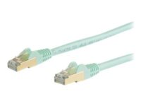 StarTech.com 3m CAT6A Ethernet Cable, 10 Gigabit Shielded Snagless RJ45 100W PoE Patch Cord, CAT 6A 10GbE STP Network Cable w/Strain Relief, Aqua, Fluke Tested/UL Certified Wiring/TIA - Category 6A - 26AWG (6ASPAT3MAQ) - Koblingskabel - RJ-45 (hann) til RJ-45 (hann) - 3 m - STP - CAT 6a - formstøpt, uten hindringer - akvamarin