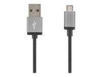 DELTACO MICRO-110F - USB-kabel - USB (hann) til Micro-USB type B (hann) - USB 2.0 - 1 m - svart