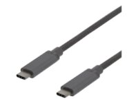 DELTACO USBC-1362 - USB-kabel - USB-C (hann) til USB-C (hann) - USB 3.1 Gen 2 - 1 m - USB Power Delivery (3A, 60W) - grå