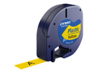 DYMO LetraTAG - Plast - svart på gult - Rull (1,2 cm x 4 m) 1 cassette(s) tape - for LetraTag LT-100H, LT-100T