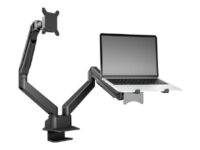 Multibrackets M VESA Gas Lift Arm Dual Arm w. Laptop Holder - Monteringssett (skrivebordsklemmemontering, 2 leddarmer) - for LCD-skjerm / notebook - aluminium, stål - svart - skjermstørrelse: 15"-32" - skrivebord