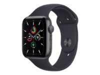 Apple Watch SE (GPS) - 44 mm - space gray aluminum - smartklokke med sportsbånd - fluorelastomer - midnatt - båndbredde: Regular - 32 GB - Wi-Fi, Bluetooth - 36.2 g