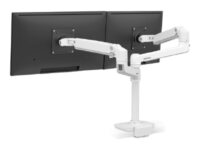 Ergotron LX Dual Stacking Arm with Top Mount C-Clamp - Monteringssett - for 2 LCD-skjermer (lav profil) - hvit - skjermstørrelse: inntil 24" - klemmemonterbar, skrivebordsmonterbar