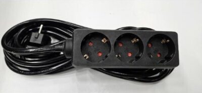 Elivi - Power strip - AC 250 V - output connectors: 3 (3 x power CEE 7/3) - 5 m cord - white