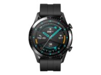Huawei Watch GT 2 - Sport - 46 mm - svart rustfritt stål - smartklokke med stropp - fluorelastomer - mattsvart - håndleddstørrelse: 140-210 mm - display 1.39" - Bluetooth - 41 g