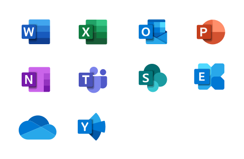 ikoner av office-programmer i pakken.foto