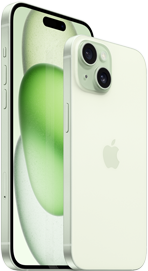 6,7-tommers iPhone 15 Plus og 6,1-tommers iPhone 15 vises sammen for å sammenligne størrelse.